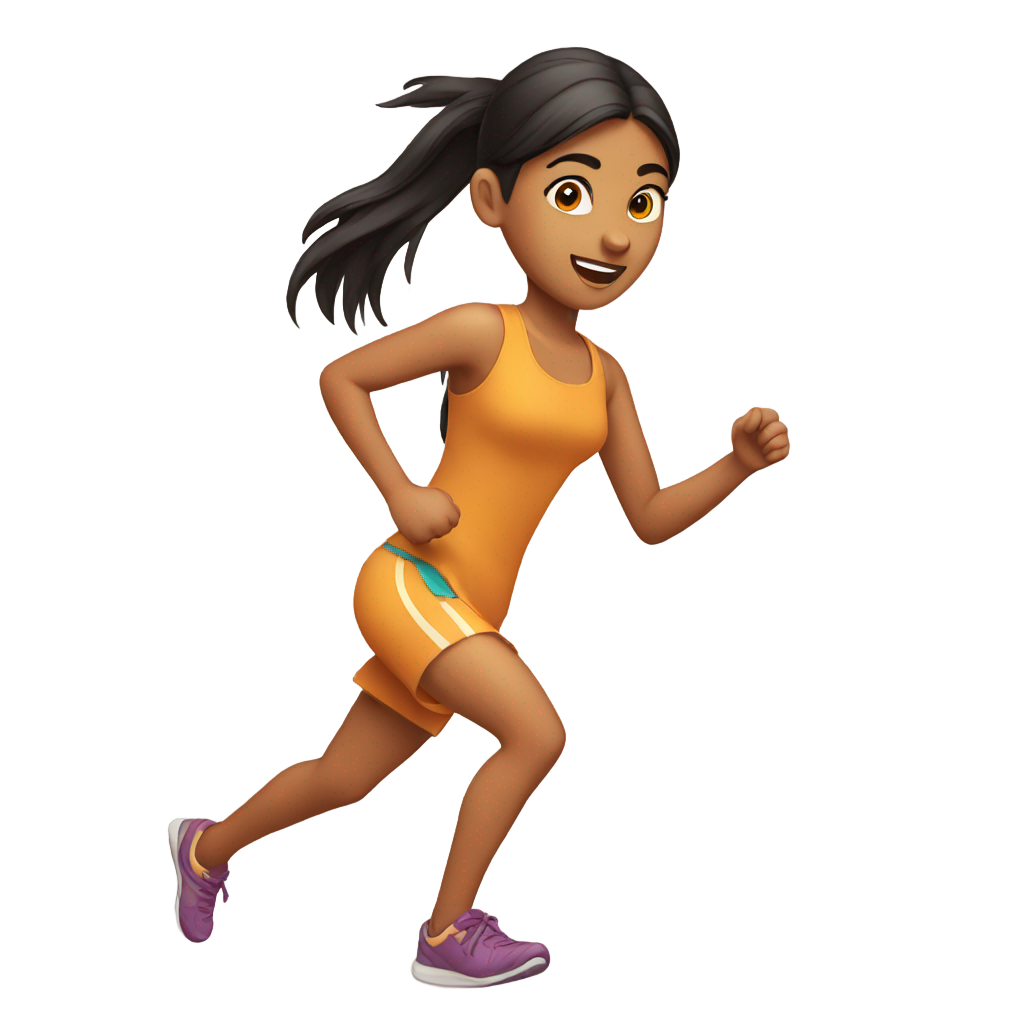 genmoji: indian girl with pony tail running