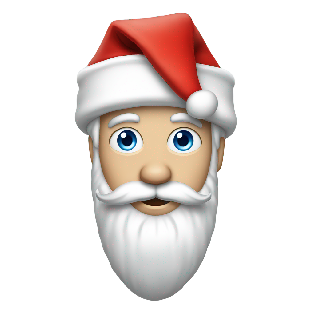 genmoji: Santa, blue eyes, red hat